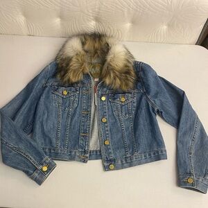 Michael Kors Denim Jacket with Faux Fur Trim